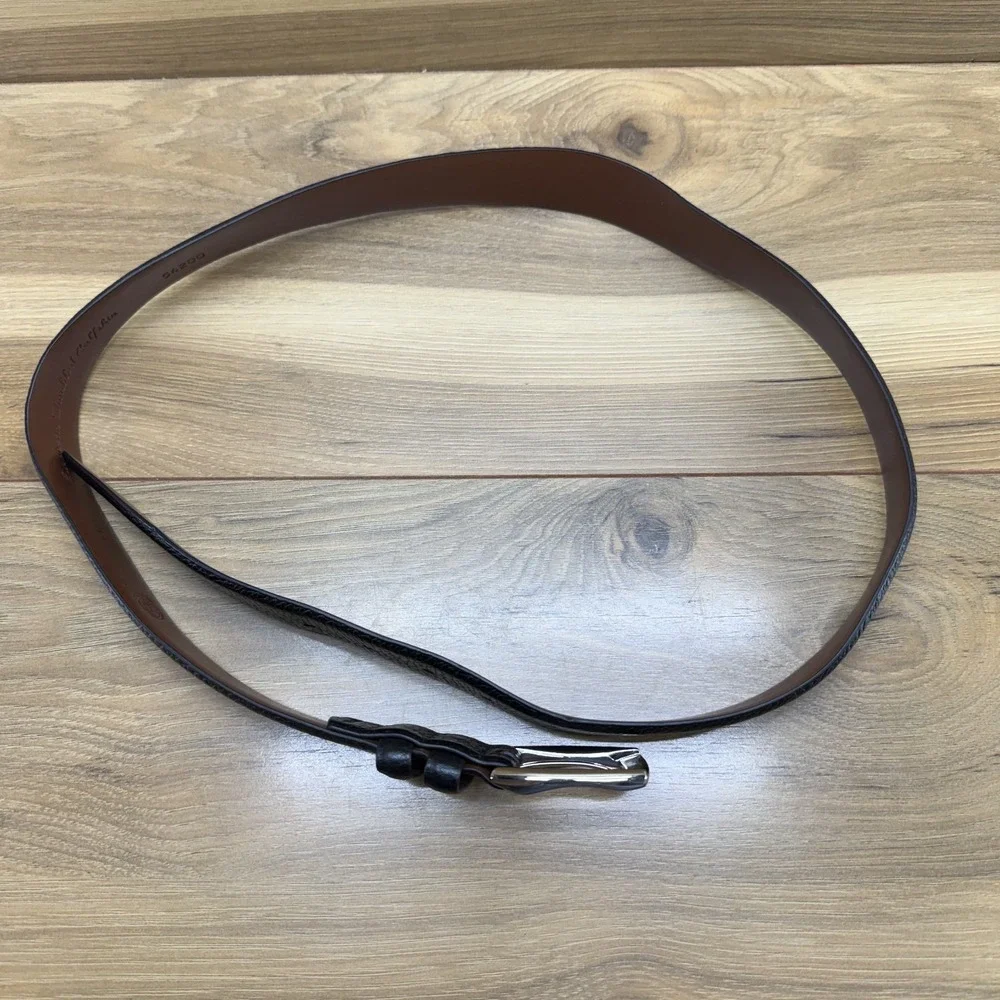 European Jumbled Calfskin Mens Belt Size 38 Black Leather Dress Formal Belt